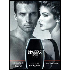 1992 Drakkar Noir Cologne Vintage Print Ad Sultry Sexy Model Wall Art Photo